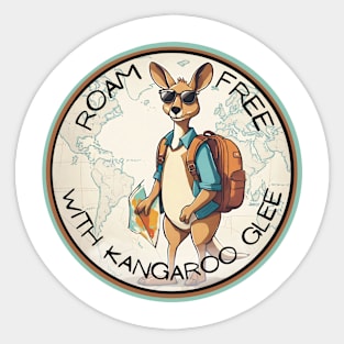 Roam Free with Kangaroo Glee Aussie traveller Sticker